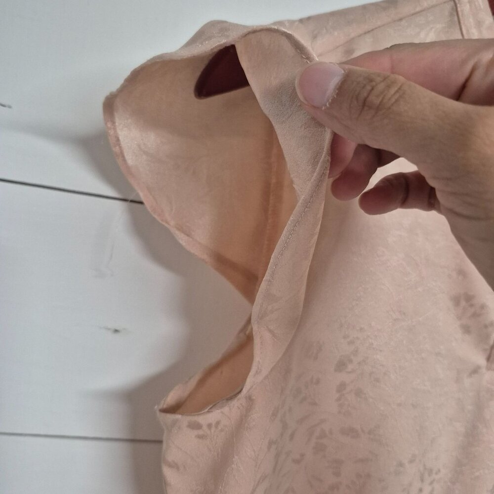 Calvin Klein Womens Blush Pink Floral Jacquard Flutter Sleeve Blouse Size PS - Picture 4 of 7